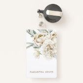 Minimalistische moderne witte Peonie bloemige Wate Badge (Achterkant met intrekbare)