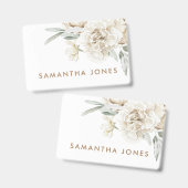 Minimalistische moderne witte Peonie bloemige Wate Badge (Voor- en achterkant)