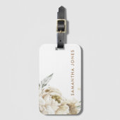 Minimalistische moderne witte Peonie bloemige Wate Bagagelabel (Voorkant (verticaal))