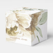 Minimalistische moderne witte Peonie bloemige Wate Bedankdoosjes (Voorkant Zijde)