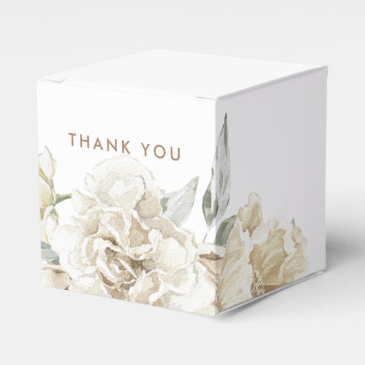 Minimalistische moderne witte Peonie bloemige Wate Bedankdoosjes (Voorkant Zijde)