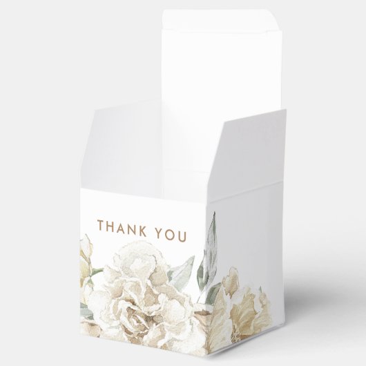 Minimalistische moderne witte Peonie bloemige Wate Bedankdoosjes (Geopend)