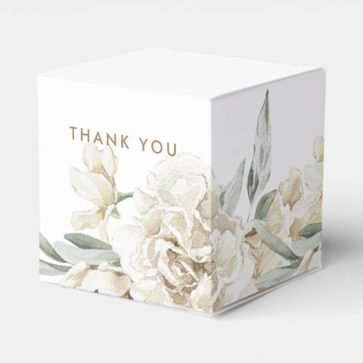 Minimalistische moderne witte Peonie bloemige Wate Bedankdoosjes (Achterkant)