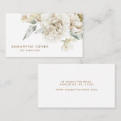 Minimalistische moderne witte Peonie bloemige Wate Contactkaartje (Voorkant / Achterkant)
