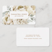 Minimalistische moderne witte Peonie bloemige Wate Contactkaartje (Voorkant / Achterkant)