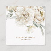 Minimalistische moderne witte Peonie bloemige Wate Contactkaartje (Voorkant)
