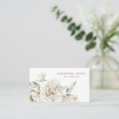 Minimalistische moderne witte Peonie bloemige Wate Contactkaartje (Staand voorkant)