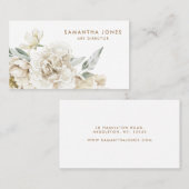 Minimalistische moderne witte Peonie bloemige Wate Contactkaartje (Voorkant / Achterkant)