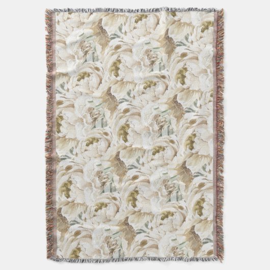 Minimalistische moderne witte Peonie bloemige Wate Deken (Voorkant Verticaal)