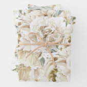 Minimalistische moderne witte Peonie bloemige Wate Inpakpapier Vel (In situ)