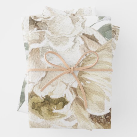 Minimalistische moderne witte Peonie bloemige Wate Inpakpapier Vel (In situ)