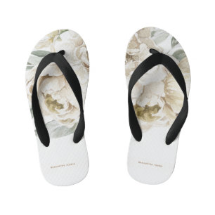 Minimalistische moderne witte Peonie bloemige Wate Kinder Teenslippers