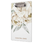 Minimalistische moderne witte Peonie bloemige Wate Klembord (Links)