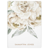 Minimalistische moderne witte Peonie bloemige Wate Klembord (Achterkant)