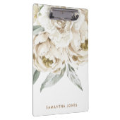 Minimalistische moderne witte Peonie bloemige Wate Klembord (Rechts)