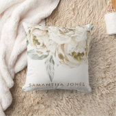 Minimalistische moderne witte Peonie bloemige Wate Kussen (Deken)