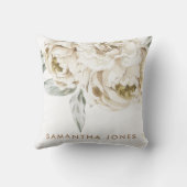 Minimalistische moderne witte Peonie bloemige Wate Kussen (Achterkant)