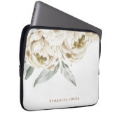 Minimalistische moderne witte Peonie bloemige Wate Laptop Sleeve (Voorkant Rechts)