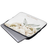 Minimalistische moderne witte Peonie bloemige Wate Laptop Sleeve (Voorkant onderkant)