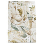 Minimalistische moderne witte Peonie bloemige Wate Medium Cadeauzakje (Achterkant)