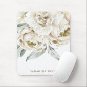 Minimalistische moderne witte Peonie bloemige Wate Muismat (Met muis)