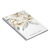 Minimalistische moderne witte Peonie bloemige Wate Notitieboek (Rechterzijde)