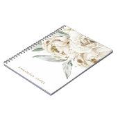 Minimalistische moderne witte Peonie bloemige Wate Notitieboek (Linkerzijde)