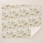 Minimalistische moderne witte Peonie bloemige Wate Sherpa Deken (Voorkant (horizontaal))