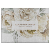 Minimalistische moderne witte Peonie bloemige Wate Snijplank (Voorkant)