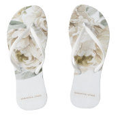 Minimalistische moderne witte Peonie bloemige Wate Teenslippers (Voetbed)