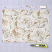 Minimalistische moderne witte Peonie bloemige Wate Tissuepapier (Craft)