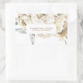 Minimalistische Moderne Witte Pioen Bloemige Water Rechthoekige Sticker (Tas)