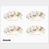 Minimalistische Moderne Witte Pioenroos Bloemige W Ovale Sticker (Vel)