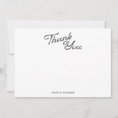 Minimalistische moderne witte retro script baby sh bedankkaart (Voorkant)