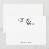Minimalistische moderne witte retro script baby sh bedankkaart (Voorkant / Achterkant)