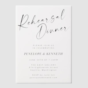 Minimalistische Moderne Witte Script Proefavondete Vellum Uitnodigingen