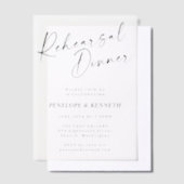 Minimalistische Moderne Witte Script Proefavondete Vellum Uitnodigingen (Offset)