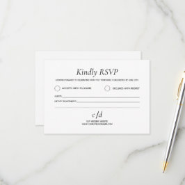 Minimalistische moderne witte trouw RSVP kaartje