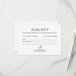 Minimalistische moderne witte trouw RSVP kaartje