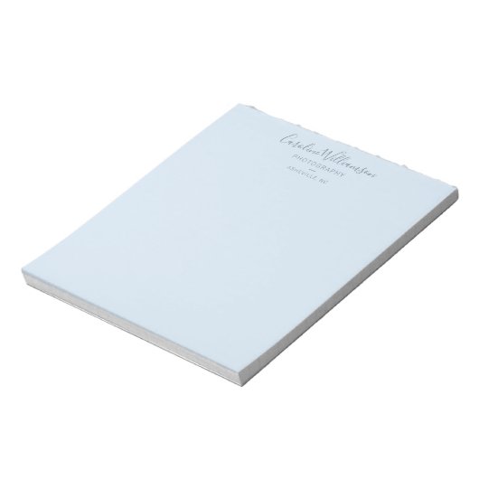 Minimalistische moderne zachte blauwe script aange notitieblok (Linkerzijde)