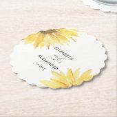 Minimalistische moderne zonnebloem bruiloft kartonnen onderzetters (Gekanteld)