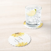 Minimalistische moderne zonnebloem bruiloft kartonnen onderzetters (Insitu)