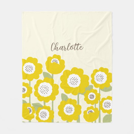 Minimalistische moderne zonnebloem minimale aangep fleece deken (Voorkant)