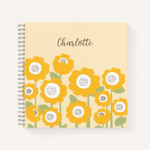 Minimalistische moderne zonnebloem minimale aangep notitieboek