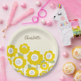 Minimalistische moderne zonnebloem minimale aangep papieren bordje