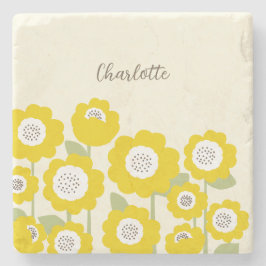 Minimalistische moderne zonnebloem minimale aangep stenen onderzetter