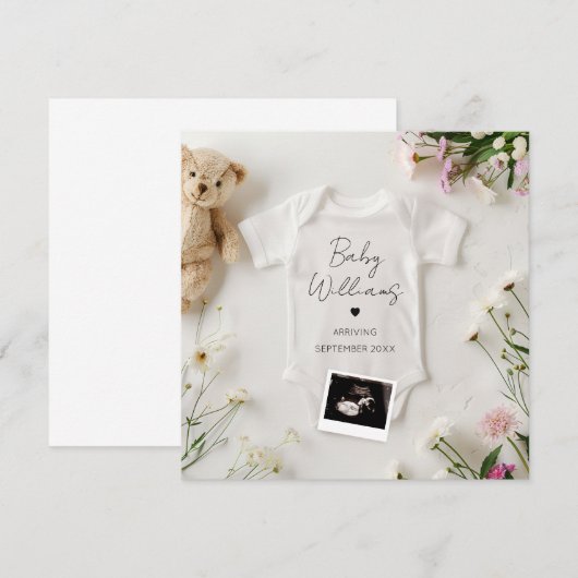 Minimalistische moderne zwangerschapsaankondiging kaart (Voorkant / Achterkant)