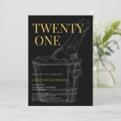 Minimalistische moderne zwart gouden foto 21e verj kaart (Staand voorkant)
