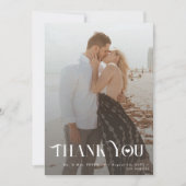 Minimalistische moderne zwart-wit 6 foto's bruilof bedankkaart (Voorkant)