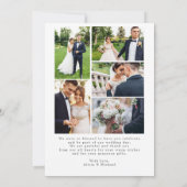 Minimalistische moderne zwart-wit 6 foto's bruilof bedankkaart (Achterkant)